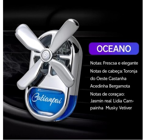 Mini Ventilador De Metal Com Difusor De Perfume Para Carro Azul
