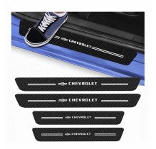 Kit 4 Peças Adesivo Soleira de Porta Carro Proteção Fibra de Carbono Anti Arranhões Chevrolet