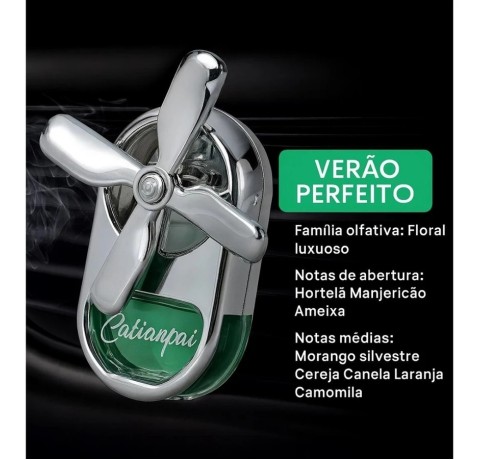 Mini Ventilador De Metal Com Difusor De Perfume Para Carro Verde